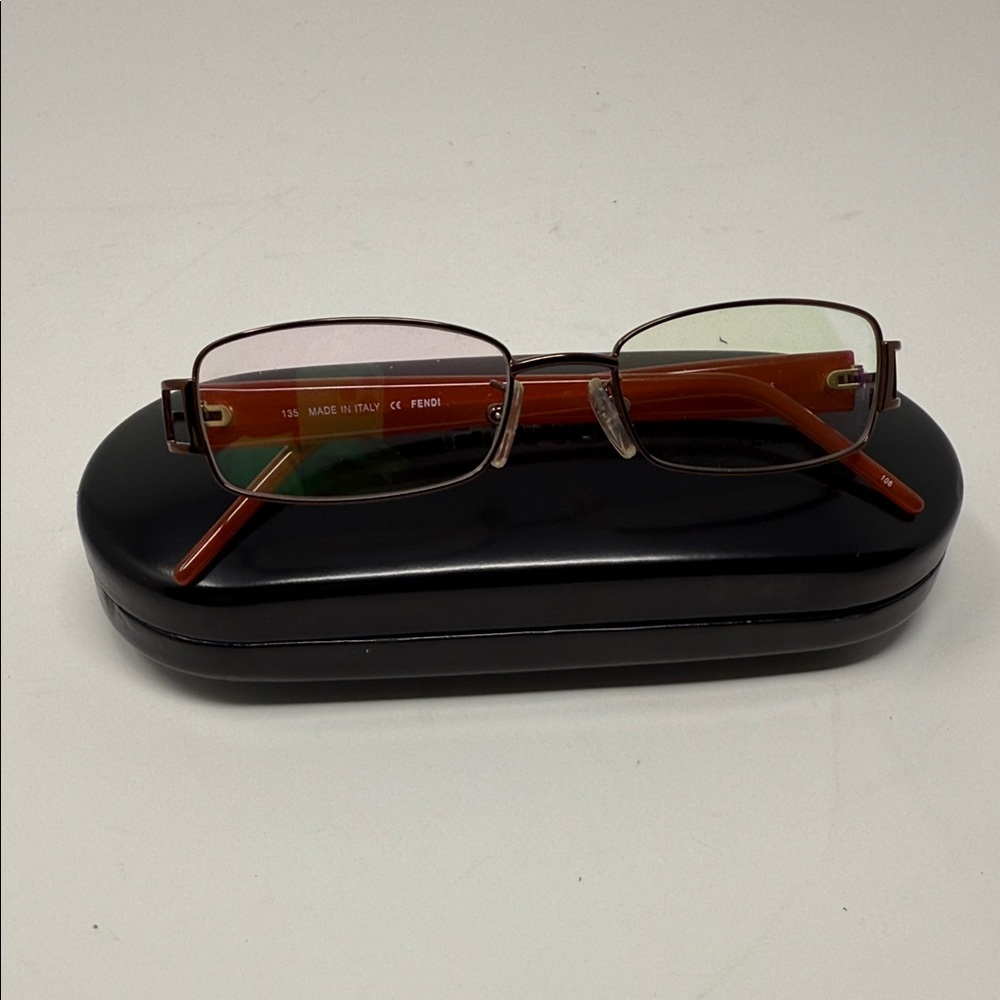 Fendi Orange And Bronze Rectangular Eyeglasses - image 1